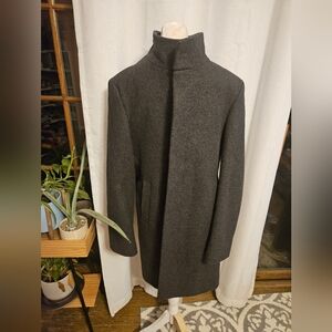 Club Monaco Mario Bellucci Gray Wool Charcoal  High-Collar Coat Mens Eu 40
